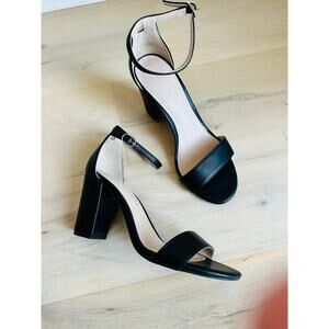 Womens Black Heels Size 7 Ankle Strap All Seasons Girly Feminine Kelly & Katie